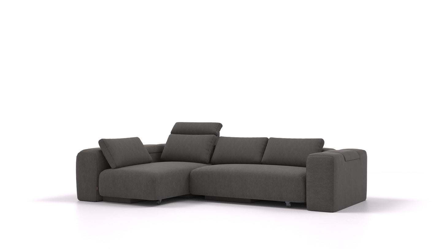 BonBon3 L, modularna sedežna garnitura FEYDOM v tkanini Mollia FF-12 Dark Grey, pogled od spredaj