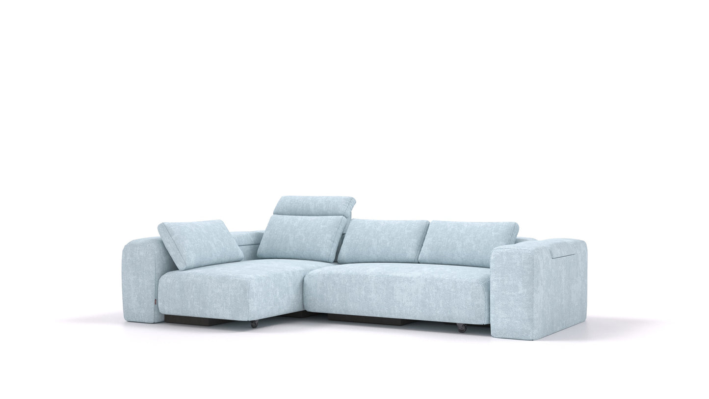 BonBon3 L, modularna sedežna garnitura FEYDOM v tkanini Mollia FF-19 Pastel Blue, pogled od spredaj