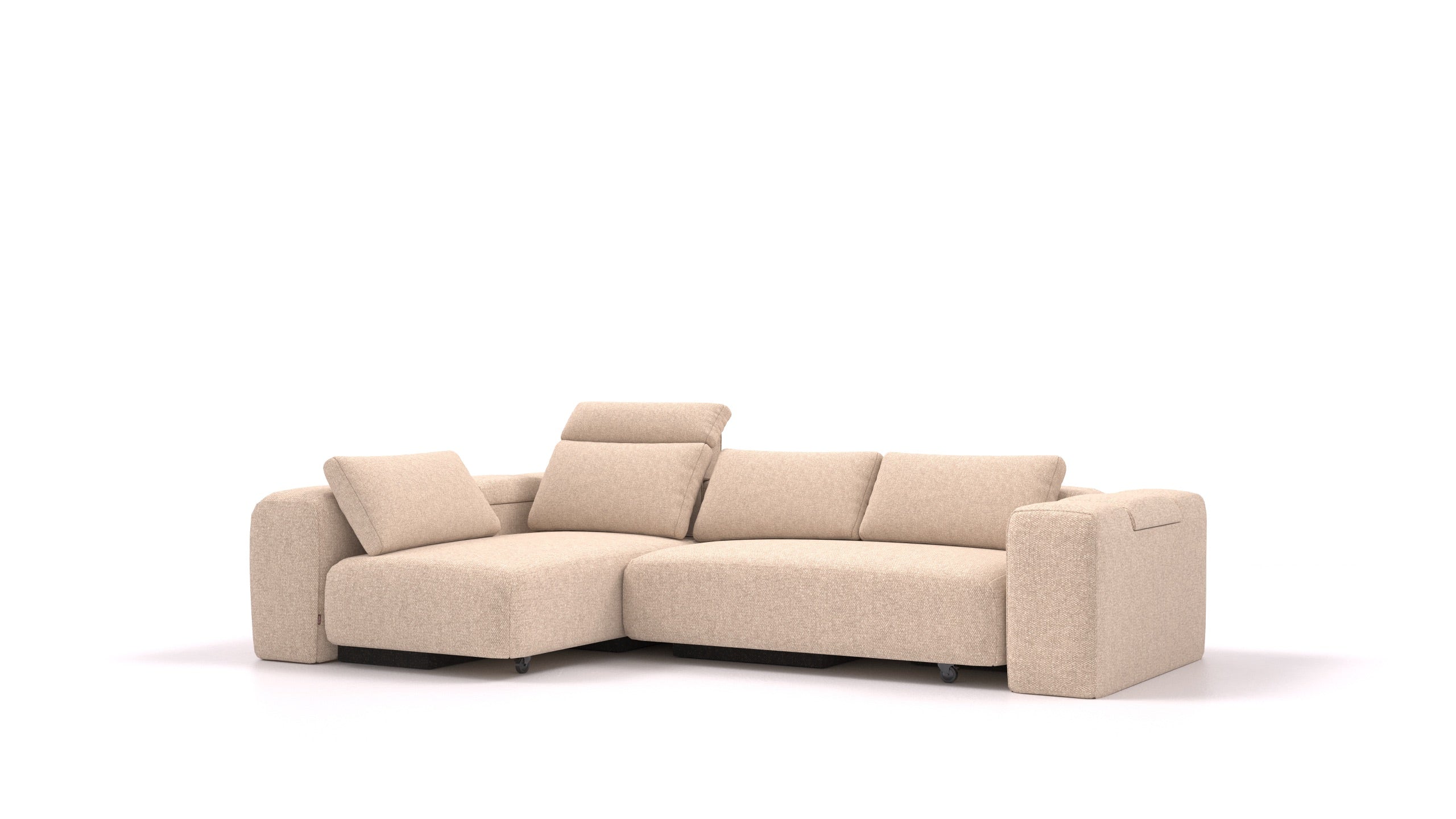 BonBon3 L, modularna sedežna garnitura FEYDOM v tkanini Icon IC-06 Cappuccino, pogled od spredaj