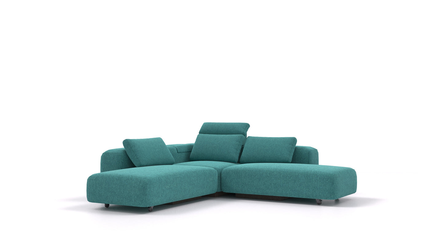 BonBon3 M+, modularna sedežna garnitura FEYDOM v tkanini Velare ET-16 Turquoise, pogled od spredaj