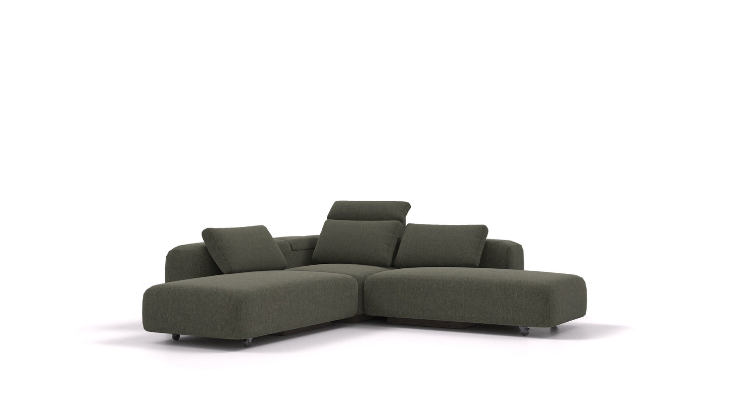 BonBon3 M+, modularna sedežna garnitura FEYDOM v tkanini Velare ET-38 Pine, pogled od spredaj