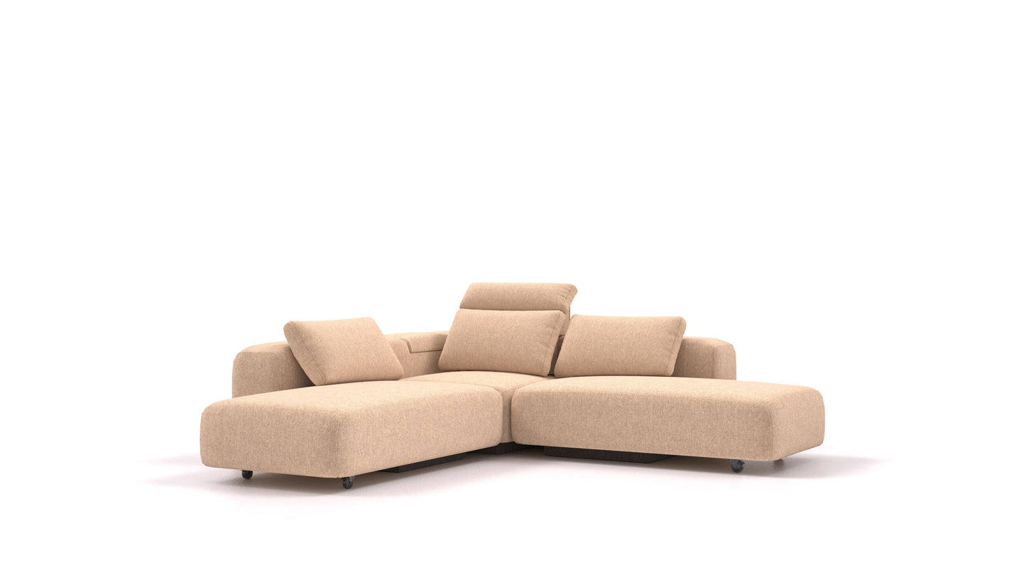 BonBon3 M+, modularna sedežna garnitura FEYDOM v tkanini Velare ET-99 Latte, pogled od spredaj