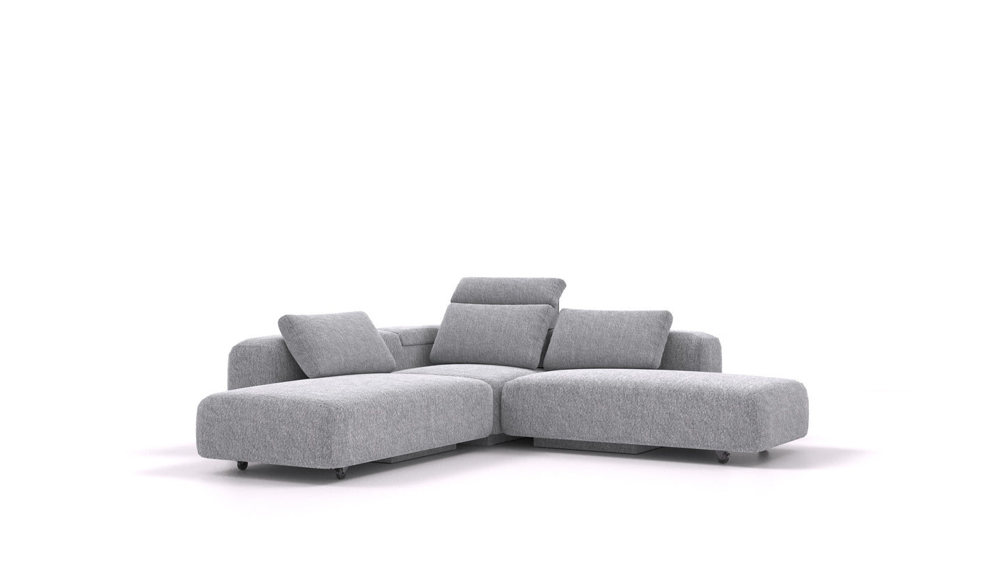 BonBon3 M+, modularna sedežna garnitura FEYDOM v tkanini Phoenix FE-92 Dark Grey, pogled od spredaj