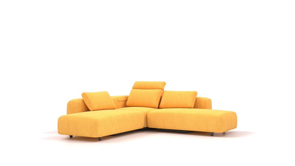 BonBon3 M+, modularna sedežna garnitura FEYDOM v tkanini Mollia FF-16 Yellow, pogled od spredaj
