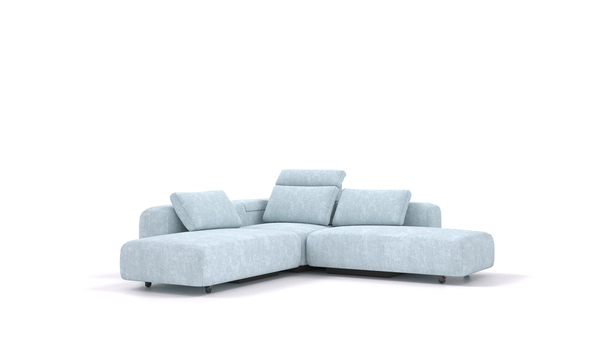 BonBon3 M+, modularna sedežna garnitura FEYDOM v tkanini Mollia FF-19 Pastel Blue, pogled od spredaj