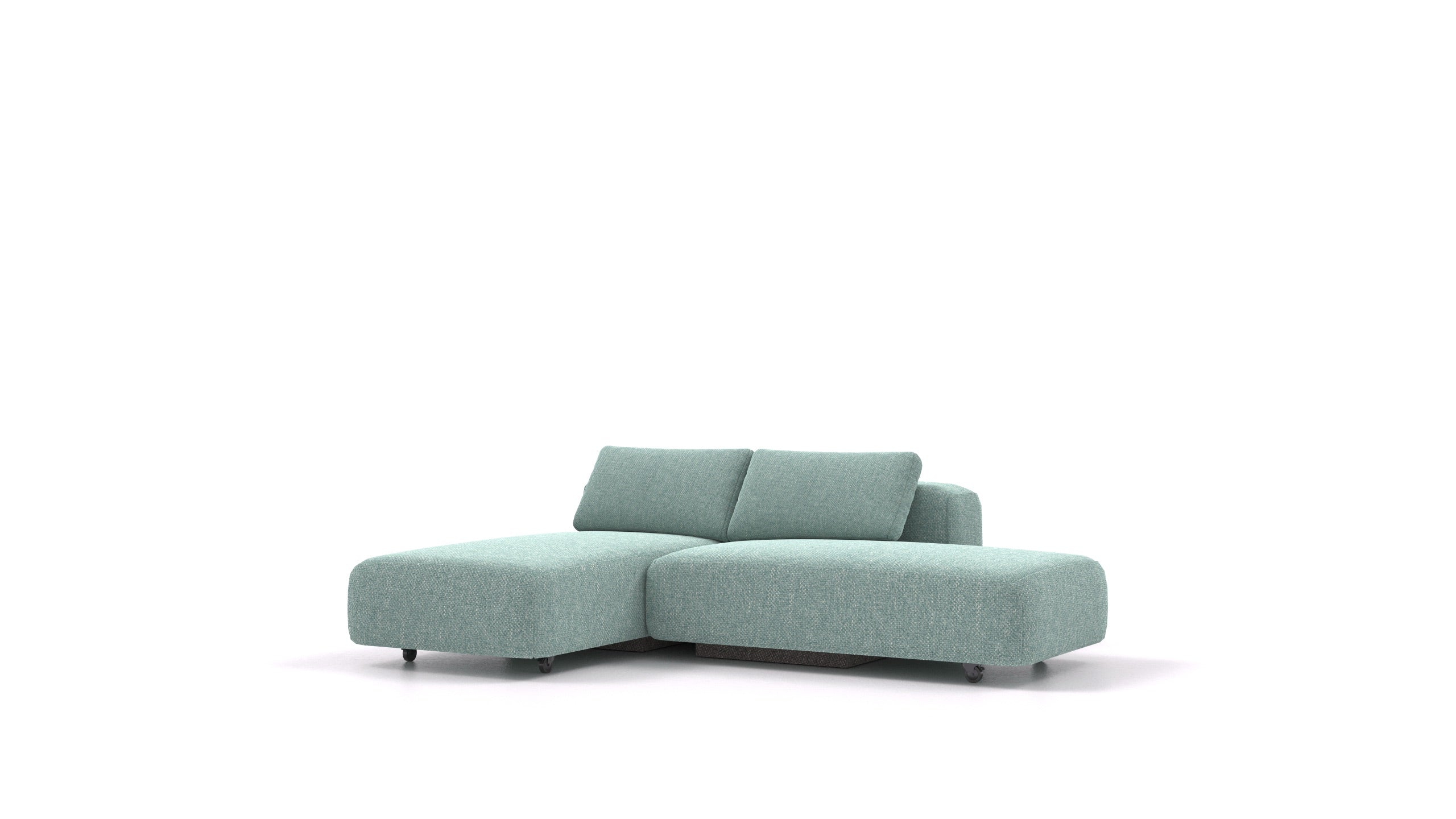 BonBon3 S, modularna sedežna garnitura FEYDOM v tkanini Alure DE-75 Pastel Blue, pogled od spredaj