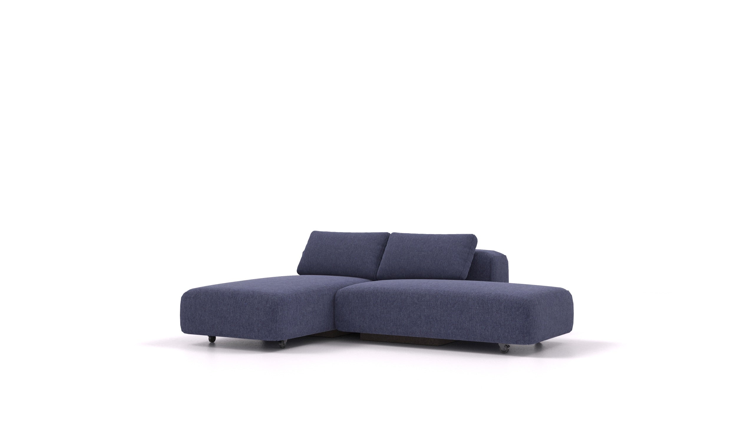 BonBon3 S, modularna sedežna garnitura FEYDOM v tkanini Velare ET-80 Noble Blue, pogled od spredaj