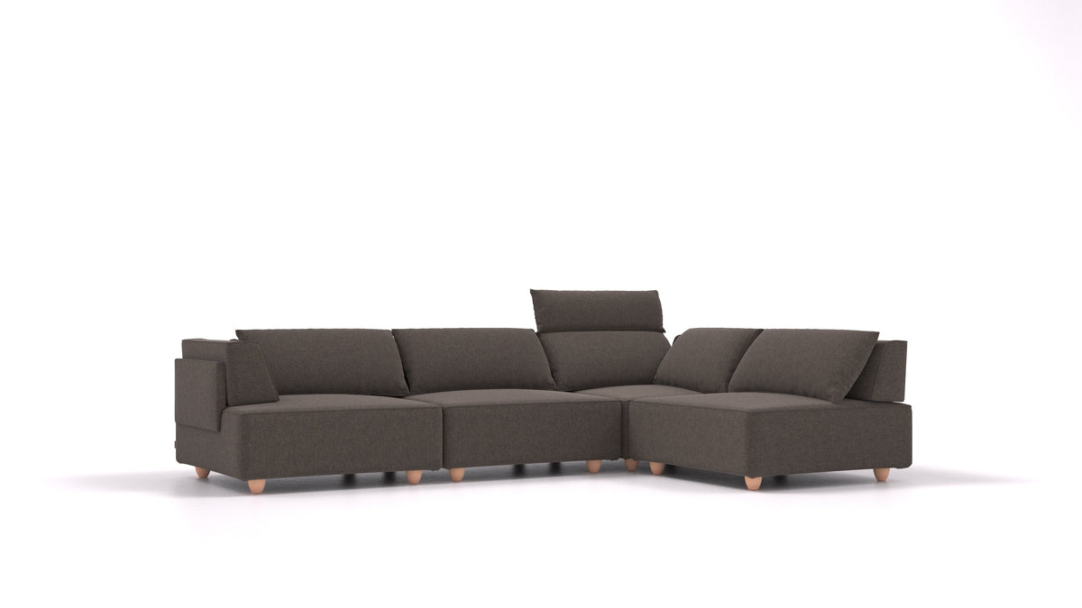 CasCais C, modularna sedežna garnitura FEYDOM v tkanini Velare ET-12 Dark Grey, svetle noge, pogled od spredaj