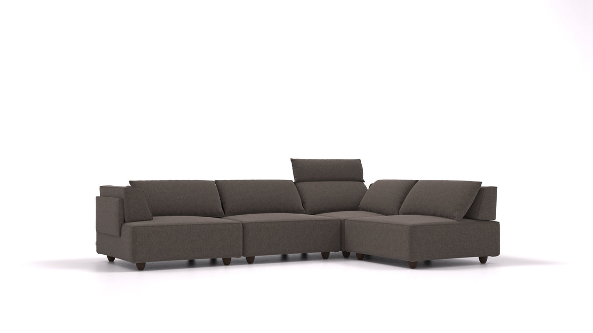 CasCais C, modularna sedežna garnitura FEYDOM v tkanini Velare ET-12 Dark Grey, temne noge, pogled od spredaj