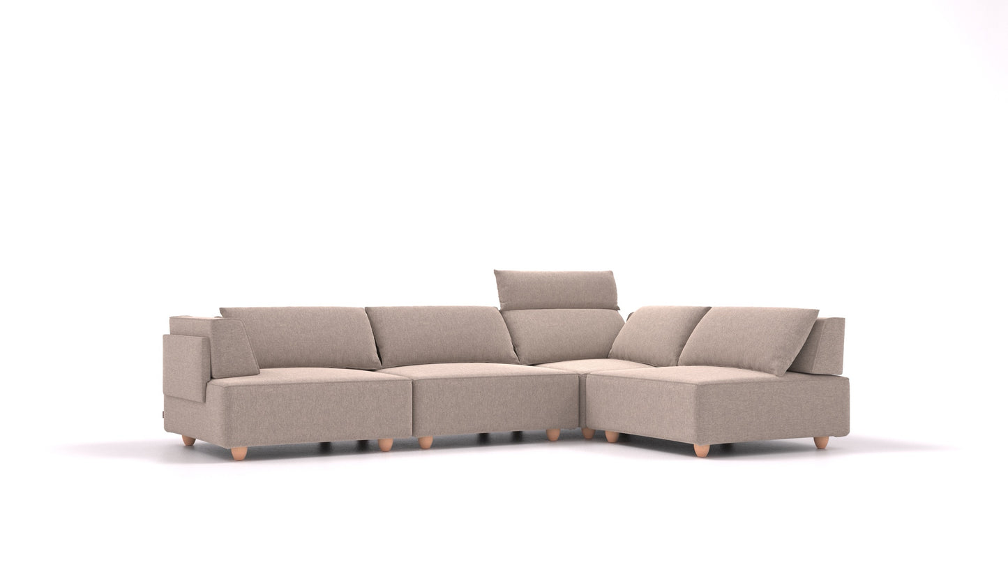 CasCais C, modularna sedežna garnitura FEYDOM v tkanini Velare ET-15 Light Grey, svetle noge, pogled od spredaj