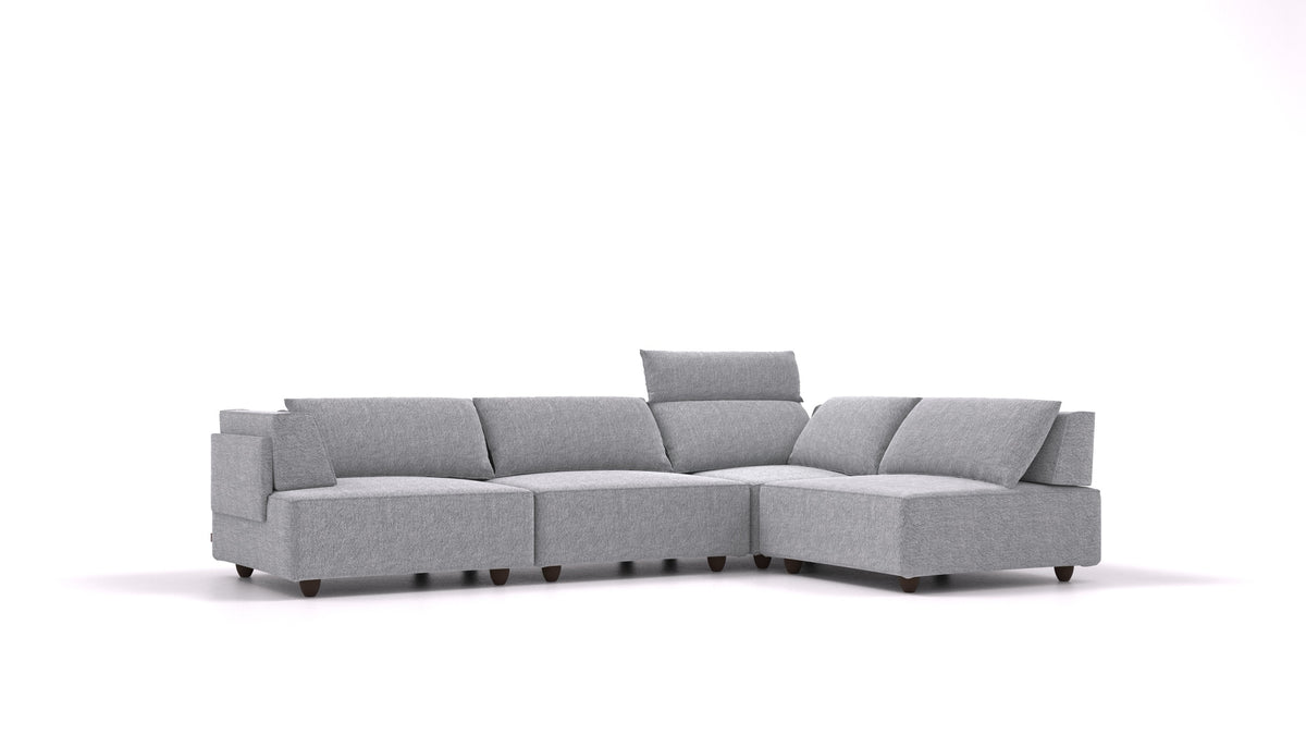 CasCais C, modularna sedežna garnitura FEYDOM v tkanini Phoenix FE-92 Dark Grey, temne noge, pogled od spredaj