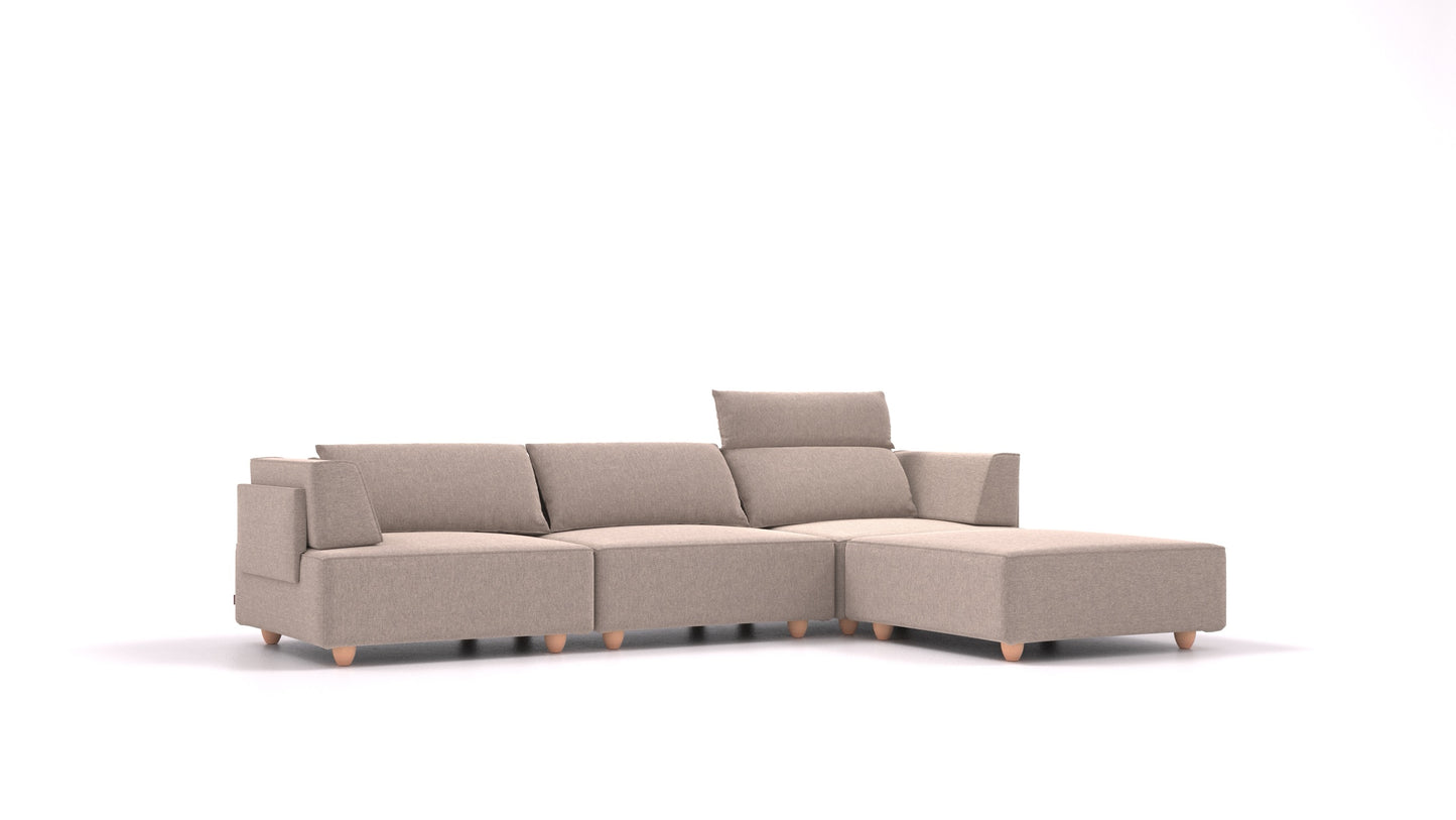 CasCais CS, modularna sedežna garnitura FEYDOM v tkanini Velare ET-15 Light Grey, svetle noge, pogled od spredaj