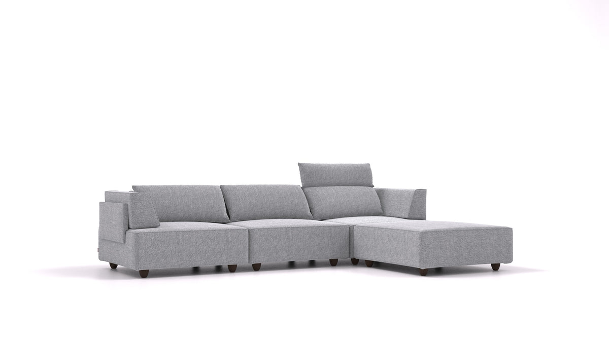 CasCais CS, modularna sedežna garnitura FEYDOM v tkanini Phoenix FE-92 Dark Grey, temne noge, pogled od spredaj