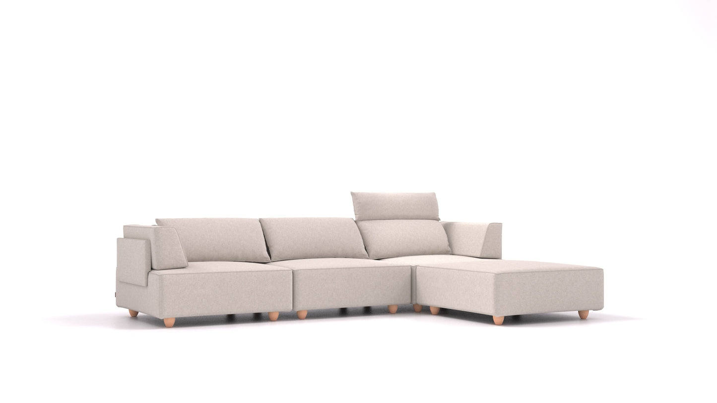 CasCais CS, modularna sedežna garnitura FEYDOM v tkanini Icon IC-02 Natur, svetle noge, pogled od spredaj