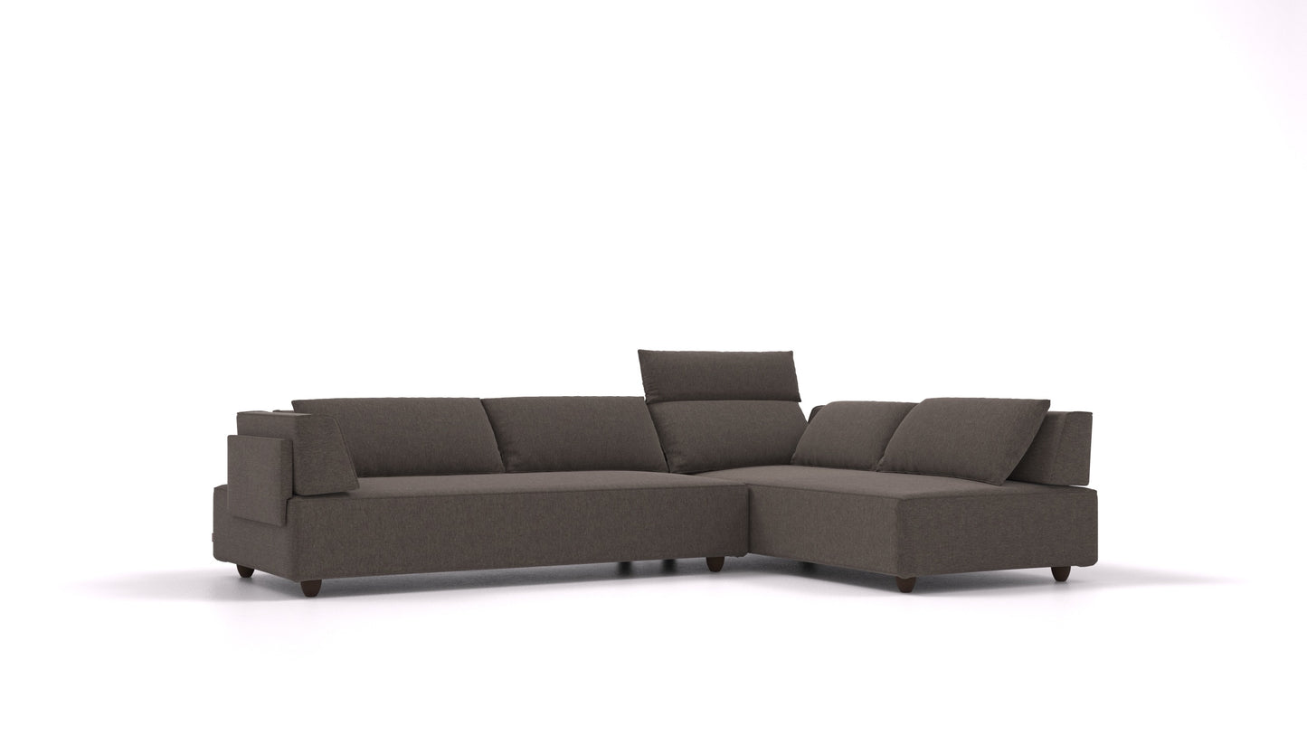 CasCais G, modularna sedežna garnitura FEYDOM v tkanini Velare ET-12 Dark Grey, temne noge, pogled od spredaj