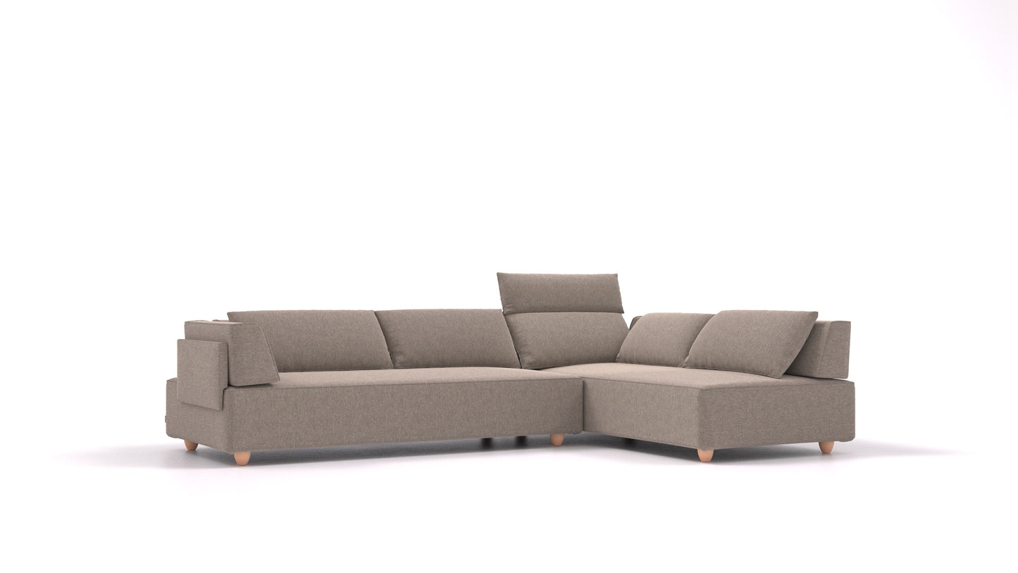 CasCais G, modularna sedežna garnitura FEYDOM v tkanini Velare ET-14 Middle Grey, svetle noge, pogled od spredaj