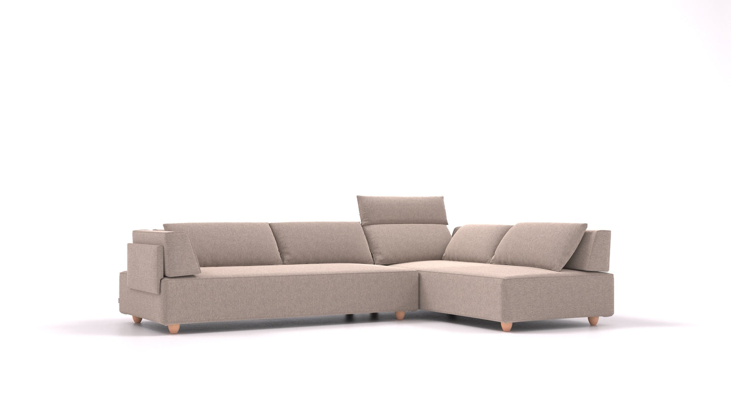 CasCais G, modularna sedežna garnitura FEYDOM v tkanini Velare ET-15 Light Grey, svetle noge, pogled od spredaj