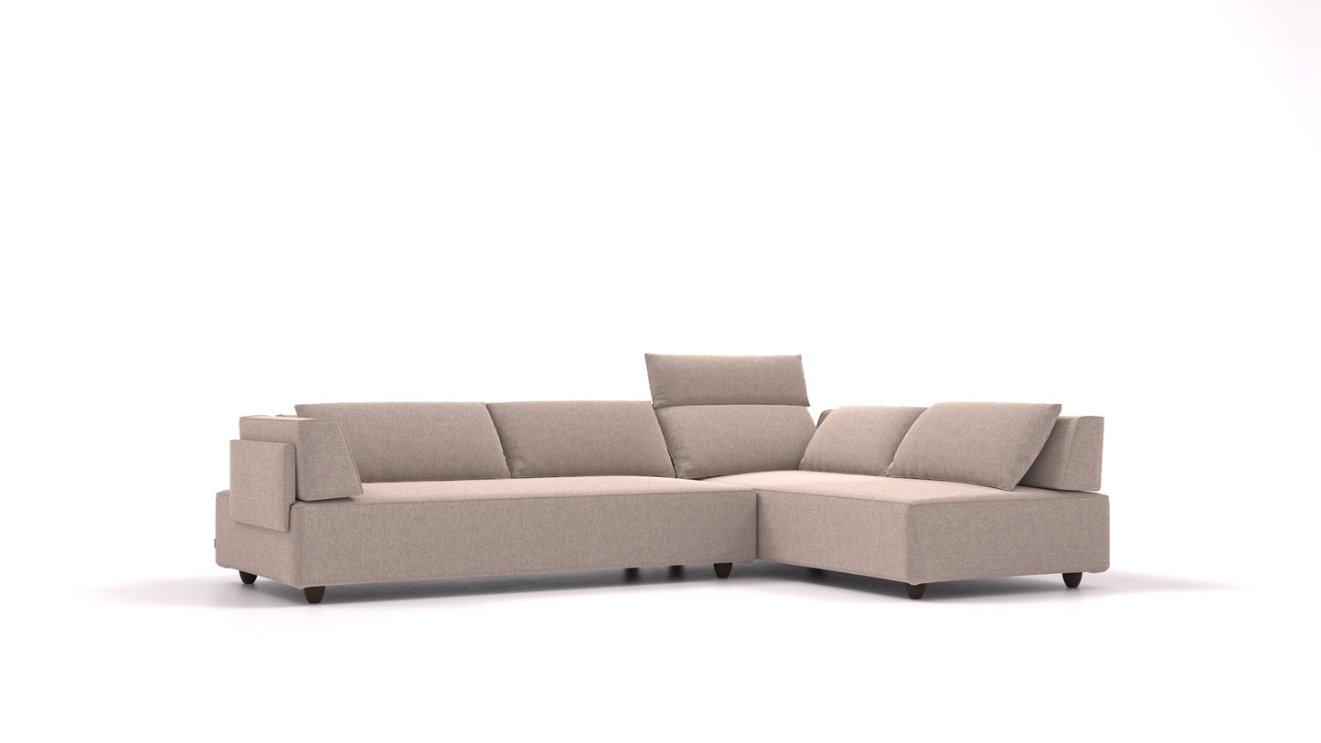 CasCais G, modularna sedežna garnitura FEYDOM v tkanini Velare ET-15 Light Grey, temne noge, pogled od spredaj