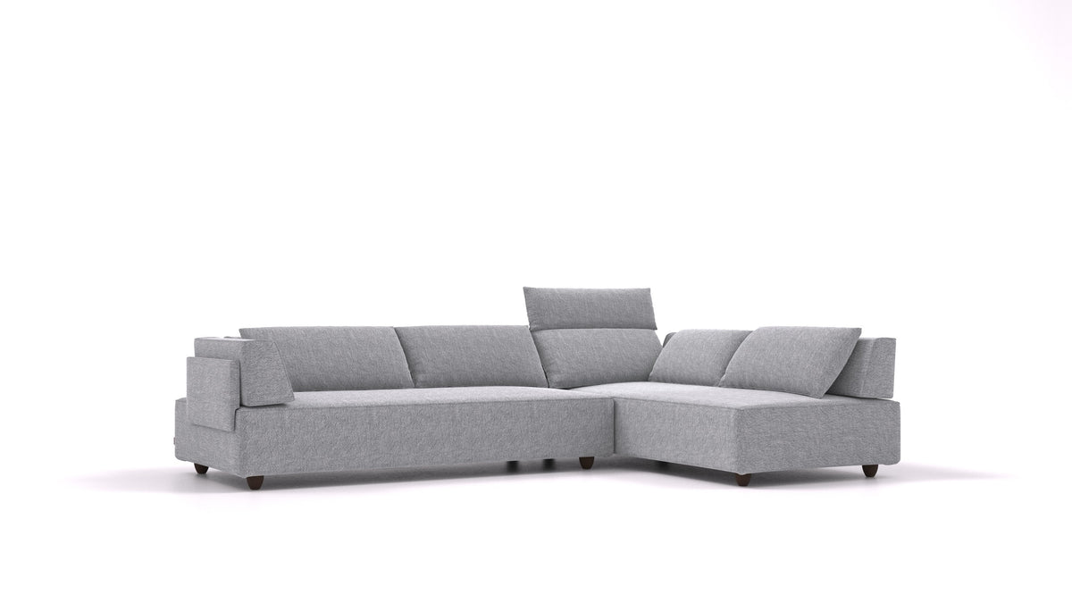 CasCais G, modularna sedežna garnitura FEYDOM v tkanini Phoenix FE-92 Dark Grey, temne noge, pogled od spredaj