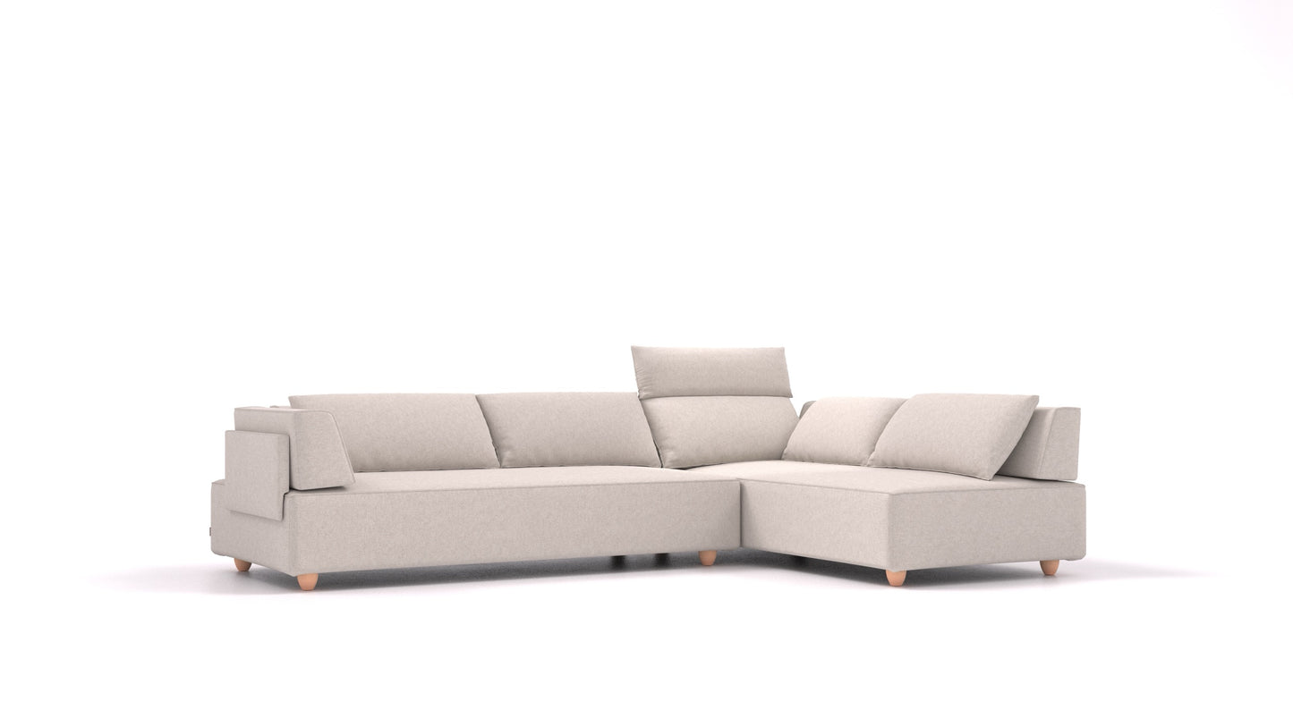 CasCais G, modularna sedežna garnitura FEYDOM v tkanini Icon IC-02 Natur, svetle noge, pogled od spredaj