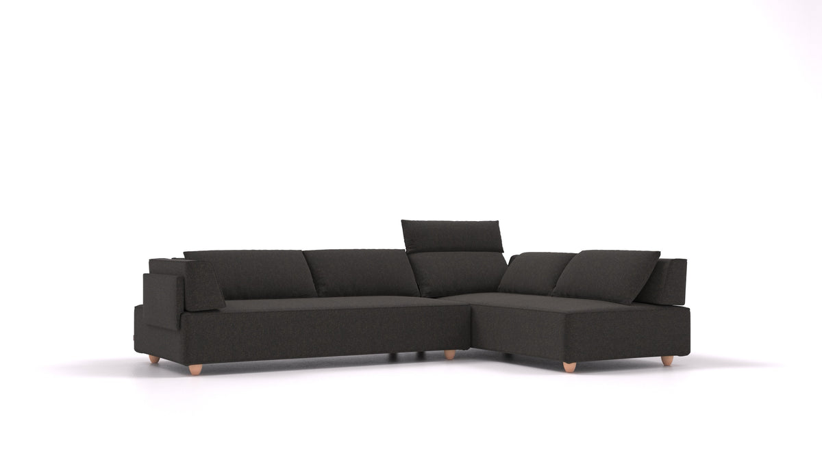 CasCais G, modularna sedežna garnitura FEYDOM v tkanini Icon IC-99 Umbra, svetle noge, pogled od spredaj