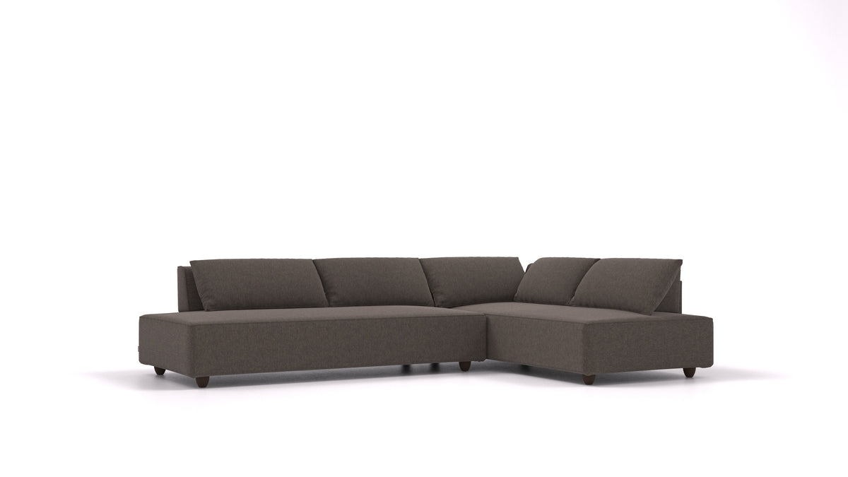 CasCais GS, modularna sedežna garnitura FEYDOM v tkanini Velare ET-12 Dark Grey, temne noge, pogled od spredaj