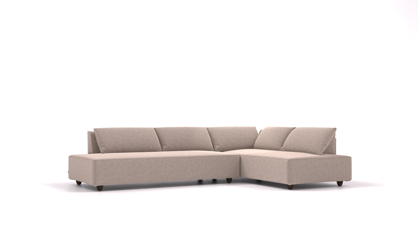 CasCais GS, modularna sedežna garnitura FEYDOM v tkanini Velare ET-15 Light Grey, temne noge, pogled od spredaj
