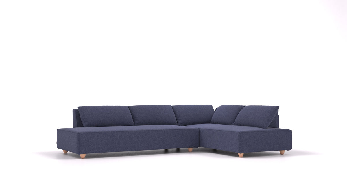 CasCais GS, modularna sedežna garnitura FEYDOM v tkanini Velare ET-80 Noble Blue, svetle noge, pogled od spredaj