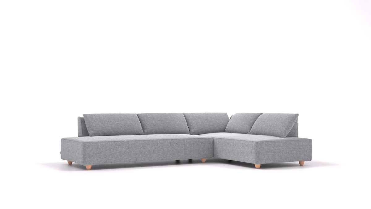 CasCais GS, modularna sedežna garnitura FEYDOM v tkanini Phoenix FE-92 Dark Grey, svetle noge, pogled od spredaj
