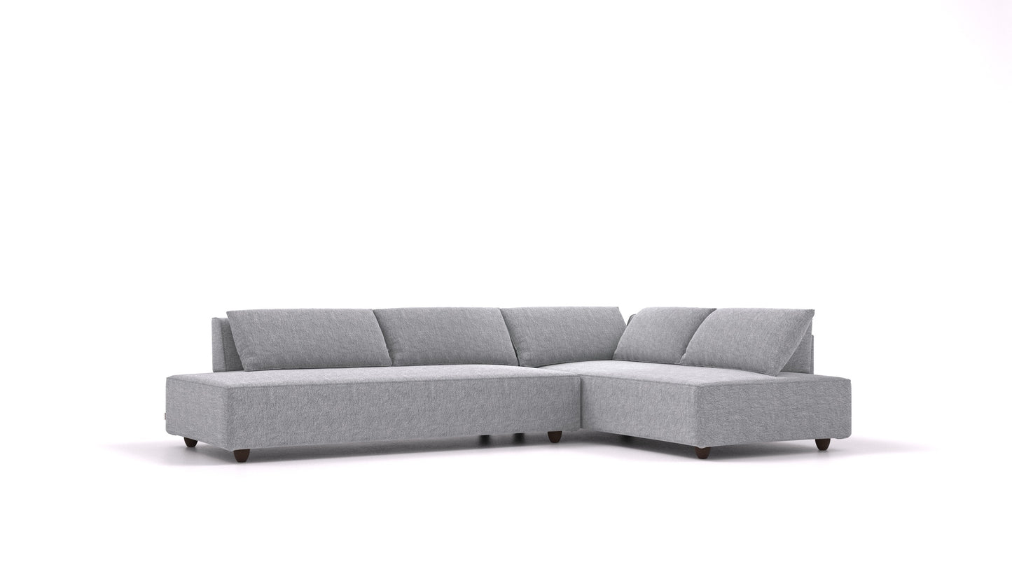 CasCais GS, modularna sedežna garnitura FEYDOM v tkanini Phoenix FE-92 Dark Grey, temne noge, pogled od spredaj