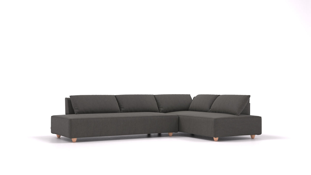 CasCais GS, modularna sedežna garnitura FEYDOM v tkanini Mollia FF-12 Dark Grey, svetle noge, pogled od spredaj