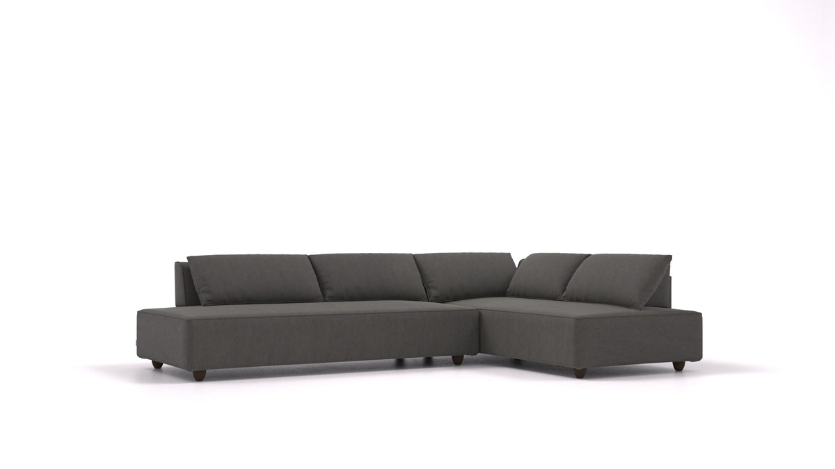 CasCais GS, modularna sedežna garnitura FEYDOM v tkanini Mollia FF-12 Dark Grey, temne noge, pogled od spredaj