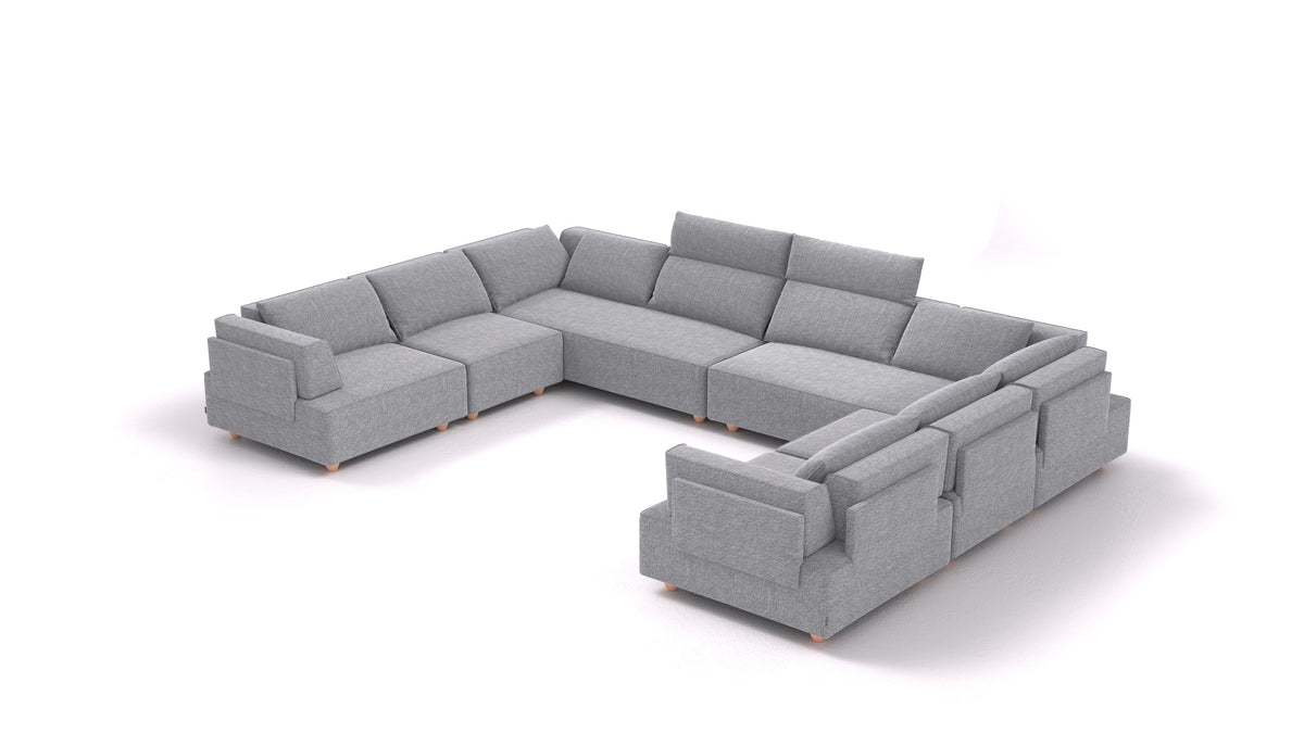 CasCais ID, modularna sedežna garnitura FEYDOM v tkanini Phoenix FE-92 Dark Grey, svetle noge, pogled od spredaj