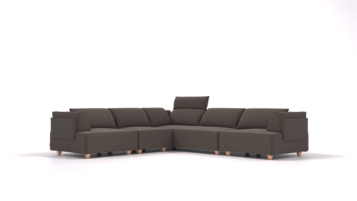 CasCais IDS, modularna sedežna garnitura FEYDOM v tkanini Velare ET-12 Dark Grey, svetle noge, pogled od spredaj