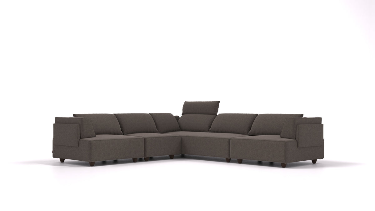 CasCais IDS, modularna sedežna garnitura FEYDOM v tkanini Velare ET-12 Dark Grey, temne noge, pogled od spredaj