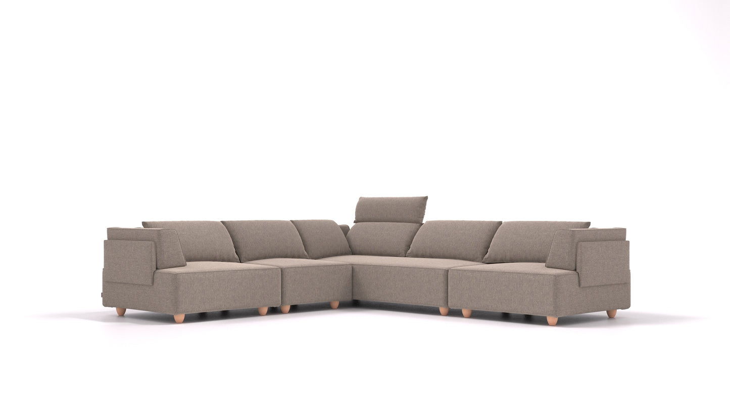CasCais IDS, modularna sedežna garnitura FEYDOM v tkanini Velare ET-14 Middle Grey, svetle noge, pogled od spredaj