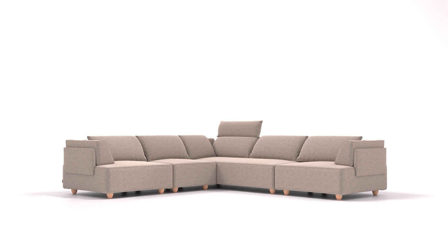 CasCais IDS, modularna sedežna garnitura FEYDOM v tkanini Velare ET-15 Light Grey, svetle noge, pogled od spredaj
