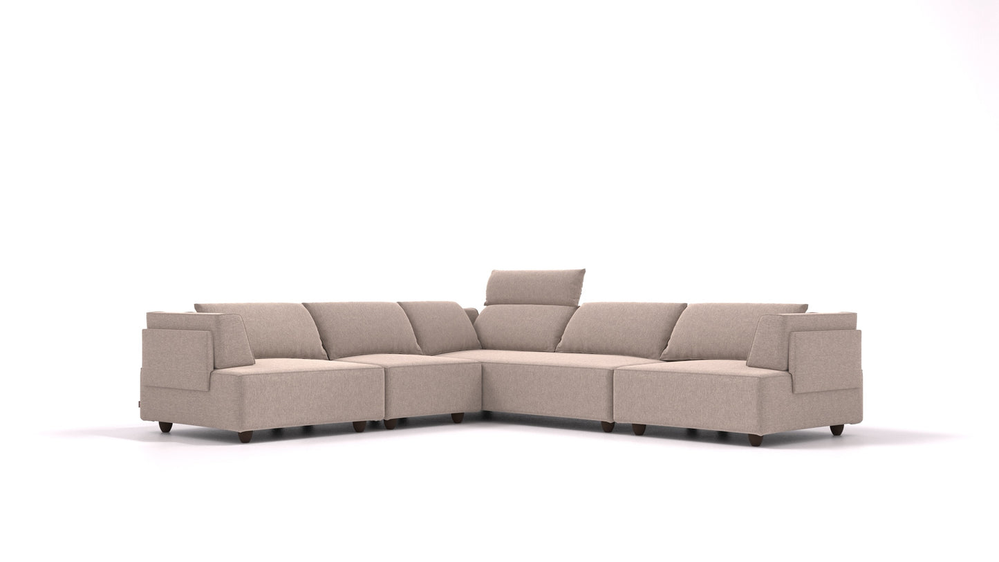 CasCais IDS, modularna sedežna garnitura FEYDOM v tkanini Velare ET-15 Light Grey, temne noge, pogled od spredaj
