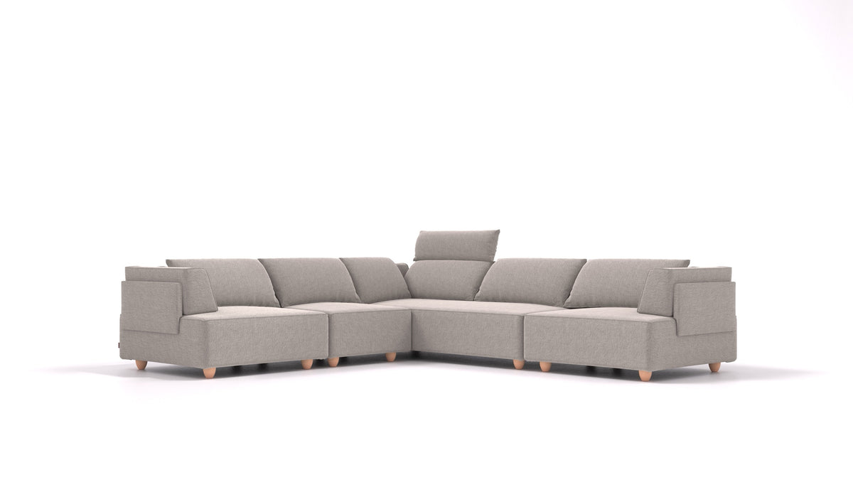 CasCais IDS, modularna sedežna garnitura FEYDOM v tkanini Phoenix FE-84 Middle Grey, svetle noge, pogled od spredaj