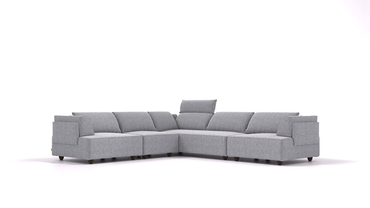CasCais IDS, modularna sedežna garnitura FEYDOM v tkanini Phoenix FE-92 Dark Grey, temne noge, pogled od spredaj