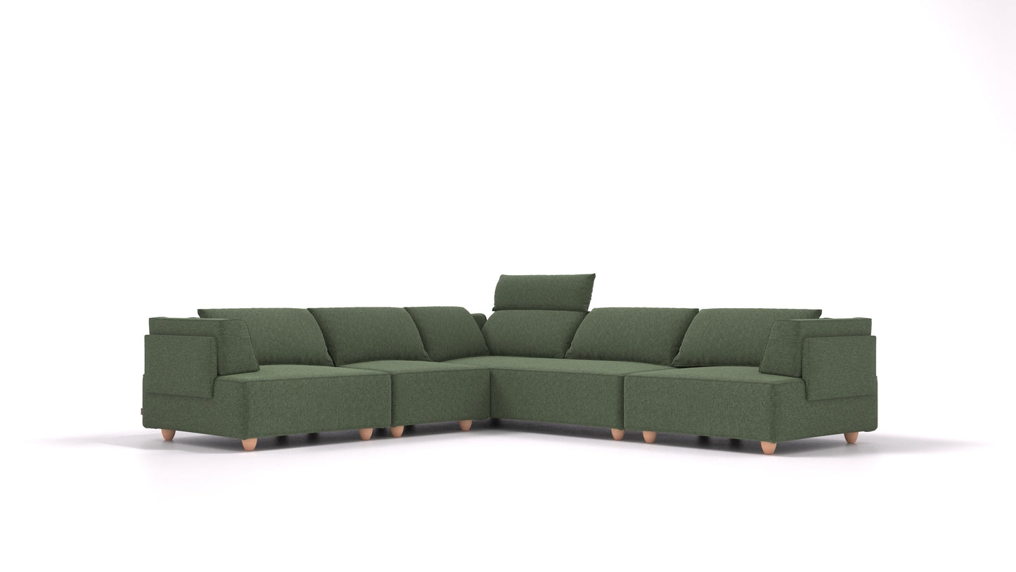 CasCais IDS, modularna sedežna garnitura FEYDOM v tkanini Icon IC-39 Forest, svetle noge, pogled od spredaj