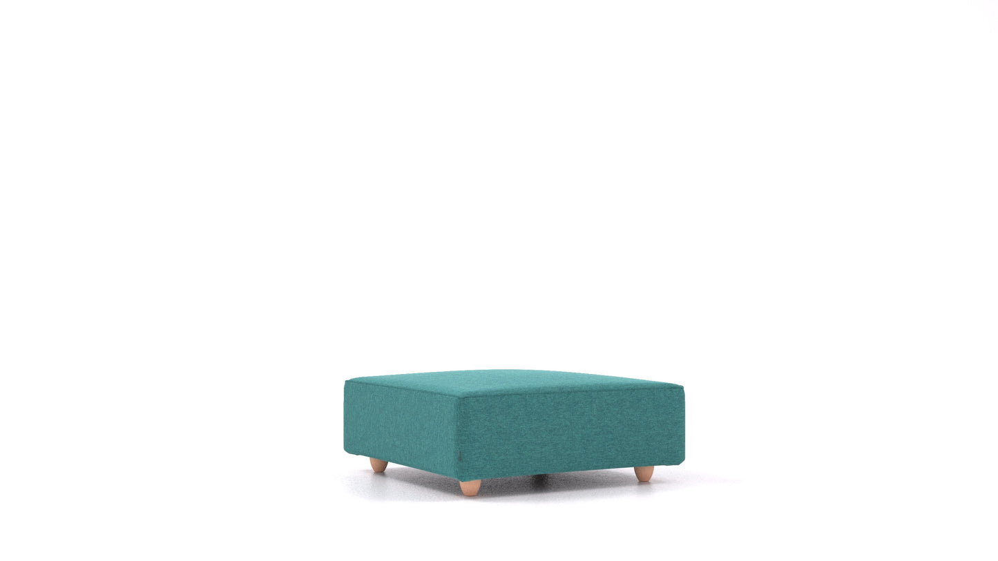 Cascais K, element modularne sedežne FEYDOM v tkanini Velare ET-16 Turquoise, svetle noge, pogled od spredaj