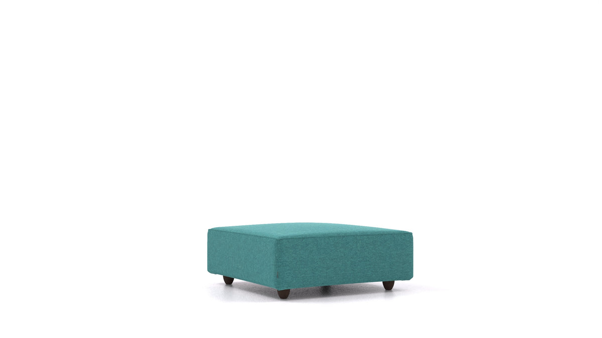 Cascais K, element modularne sedežne FEYDOM v tkanini Velare ET-16 Turquoise, temne noge, pogled od spredaj