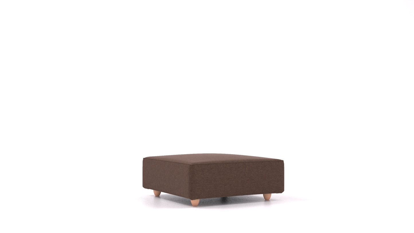 Cascais K, element modularne sedežne FEYDOM v tkanini Velare ET-27 Chocolate, svetle noge, pogled od spredaj