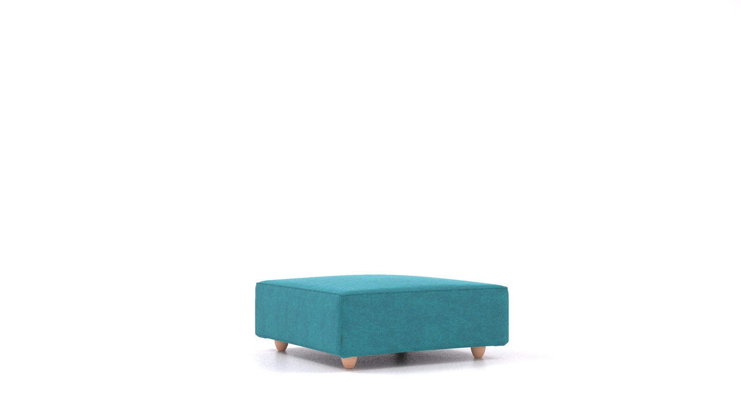 Cascais K, element modularne sedežne FEYDOM v tkanini Mollia FF-20 Turquoise, svetle noge, pogled od spredaj
