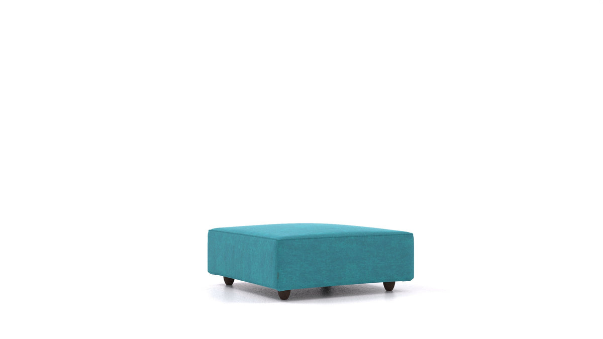 Cascais K, element modularne sedežne FEYDOM v tkanini Mollia FF-20 Turquoise, temne noge, pogled od spredaj