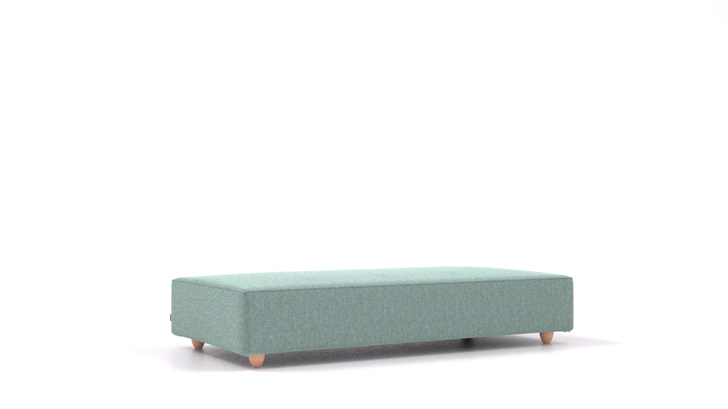 Cascais L, element modularne sedežne FEYDOM v tkanini Alure DE-75 Pastel Blue, svetle noge, pogled od spredaj
