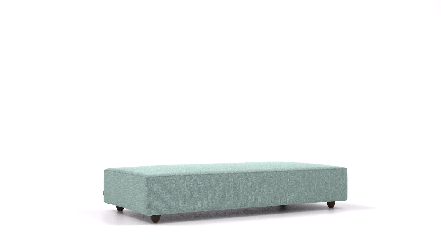 Cascais L, element modularne sedežne FEYDOM v tkanini Alure DE-75 Pastel Blue, temne noge, pogled od spredaj