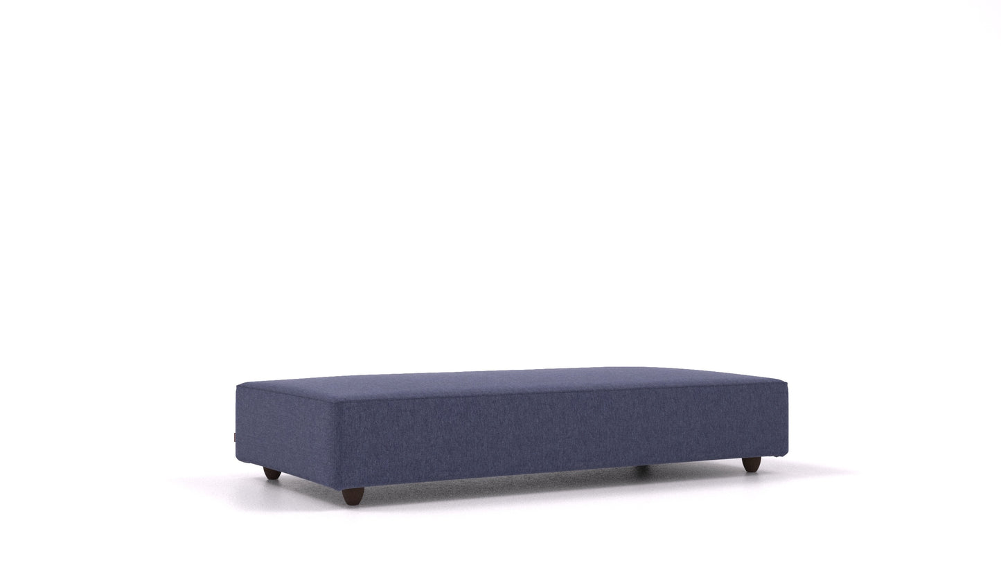 Cascais L, element modularne sedežne FEYDOM v tkanini Velare ET-80 Noble Blue, temne noge, pogled od spredaj