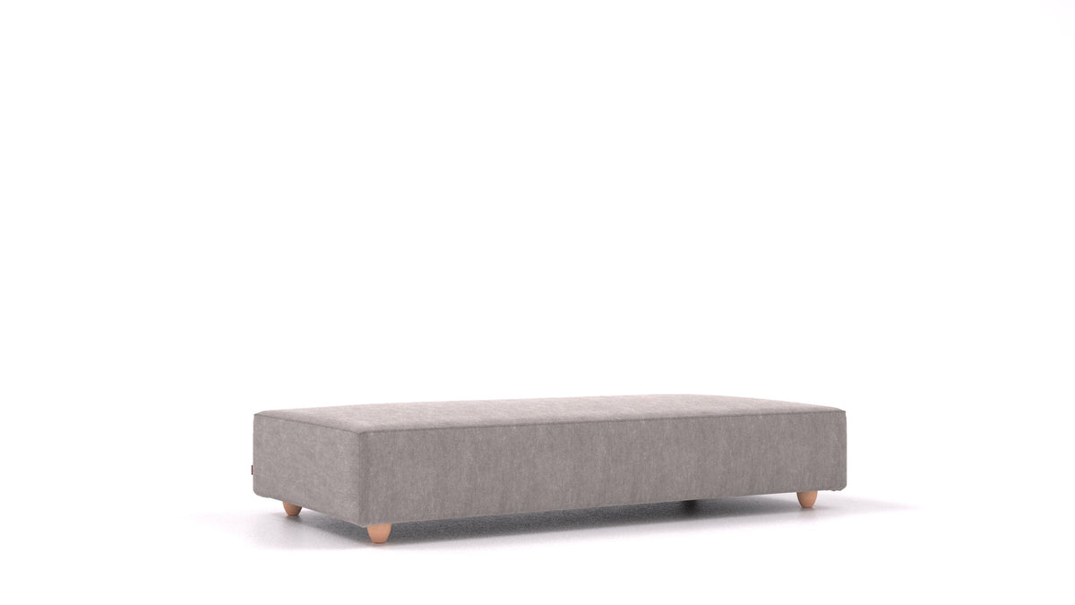 Cascais L, element modularne sedežne FEYDOM v tkanini Mollia FF-14 Middle Grey, svetle noge, pogled od spredaj